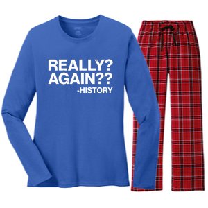 Funny Really Again History Women's Long Sleeve Flannel Pajama Set 