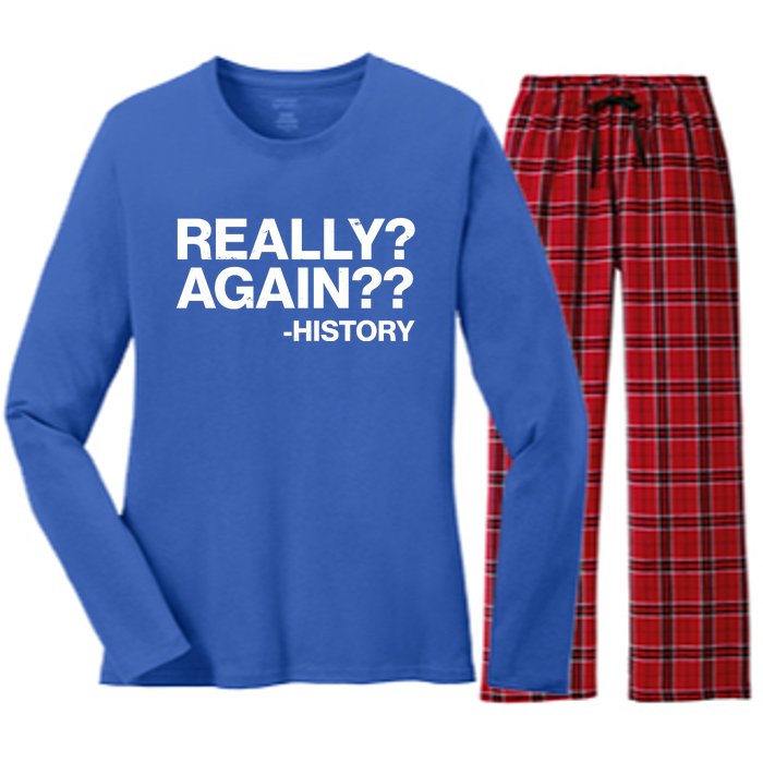 Funny Really Again History Women's Long Sleeve Flannel Pajama Set 