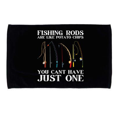 Fishing Rods Are Like Potato Chips Funny Fisherman (On Back) Microfiber Hand Towel