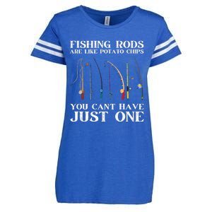 Fishing Rods Are Like Potato Chips Funny Fisherman (On Back) Enza Ladies Jersey Football T-Shirt