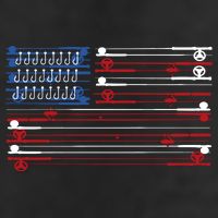 Fishing Rods American Flag 7 Panel Mesh Trucker Snapback Hat