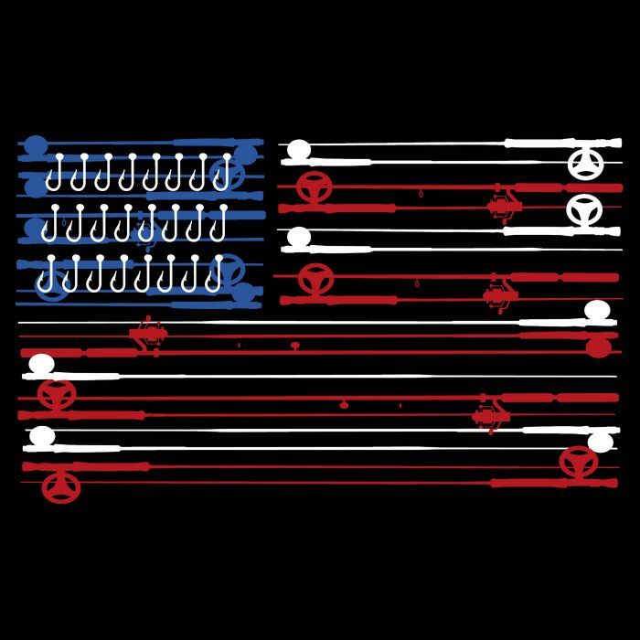 Fishing Rods American Flag Drawstring Bag