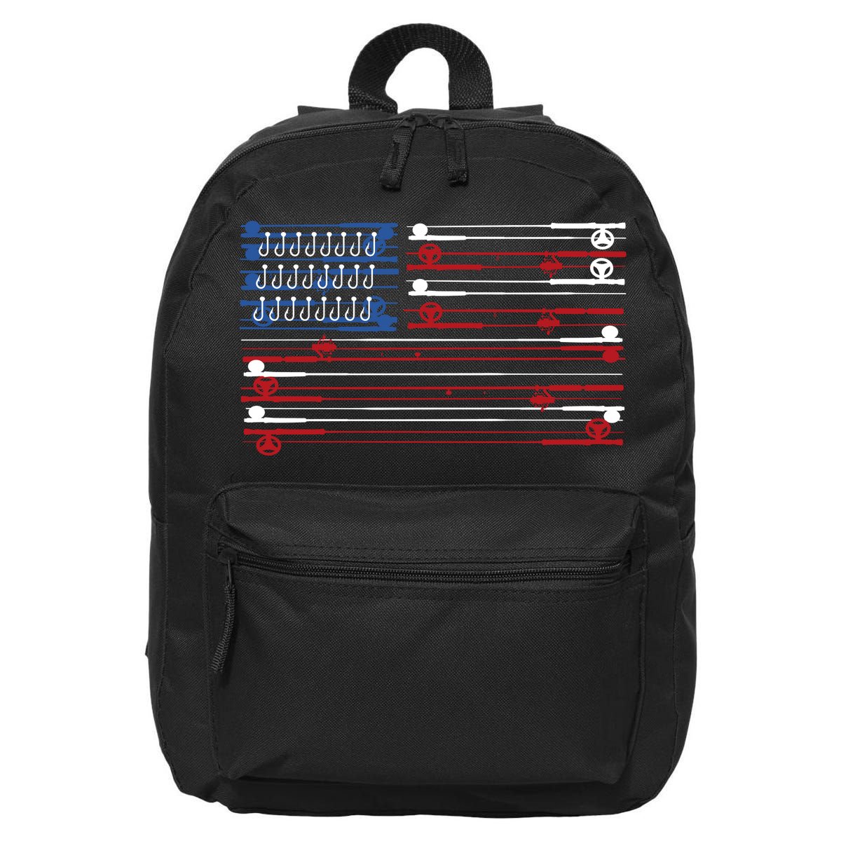 Fishing Rods American Flag 16 in Basic Backpack