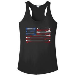 Fishing Rods American Flag Ladies PosiCharge Competitor Racerback Tank