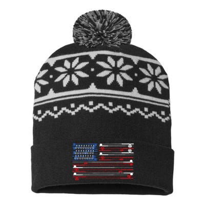 Fishing Rods American Flag USA-Made Snowflake Beanie