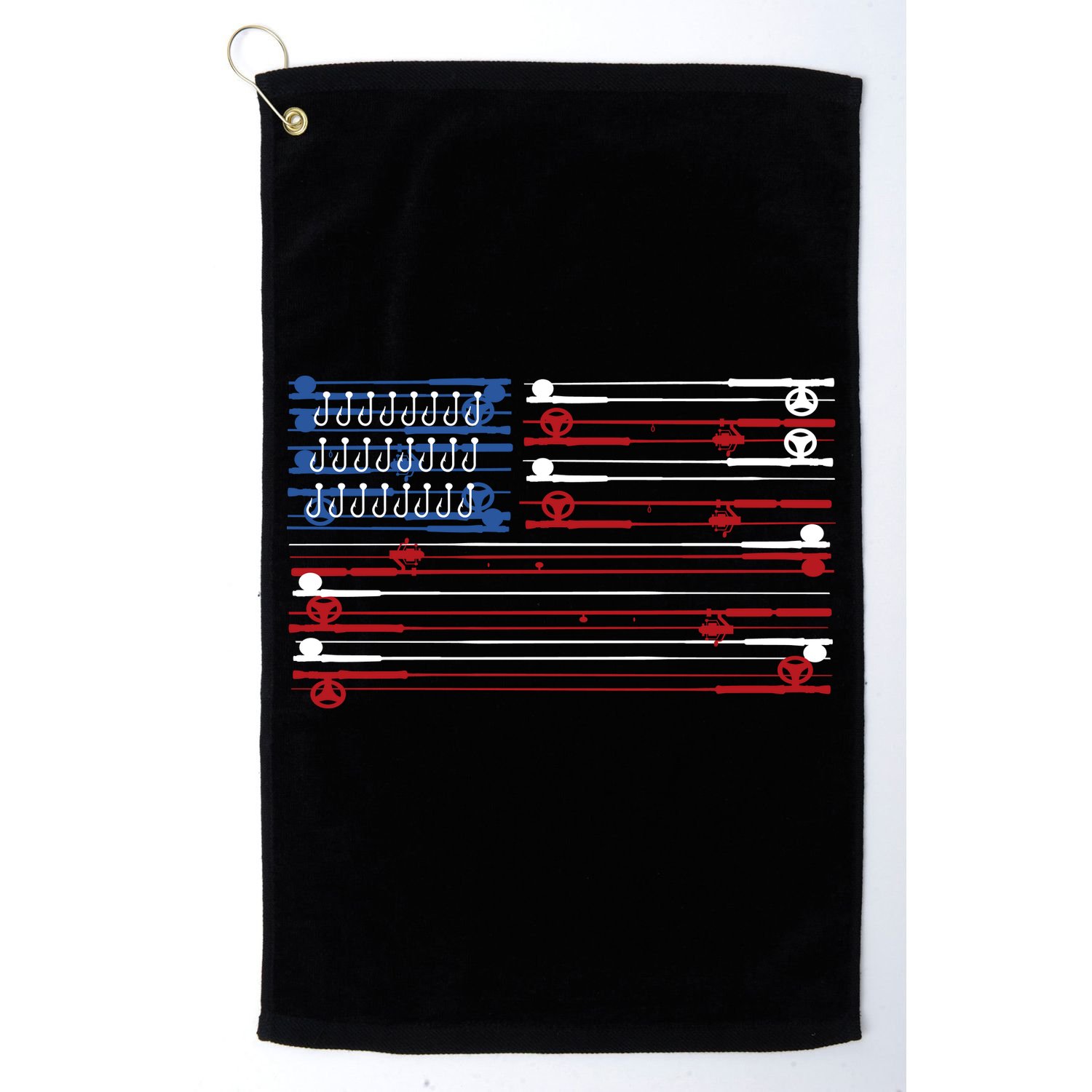 Fishing Rods American Flag Golf Towel