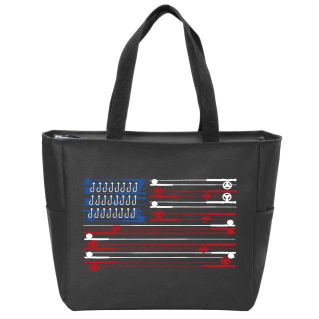 Fishing Rods American Flag Zip Tote Bag