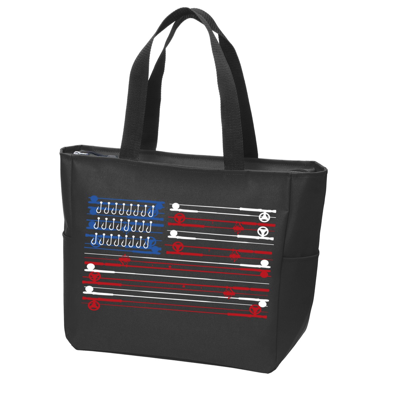 Fishing Rods American Flag Zip Tote Bag