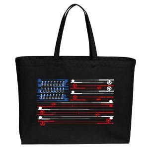 Fishing Rods American Flag Cotton Canvas Jumbo Tote