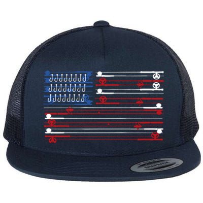 Fishing Rods American Flag Flat Bill Trucker Hat