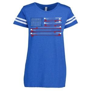 Fishing Rods American Flag Enza Ladies Jersey Football T-Shirt