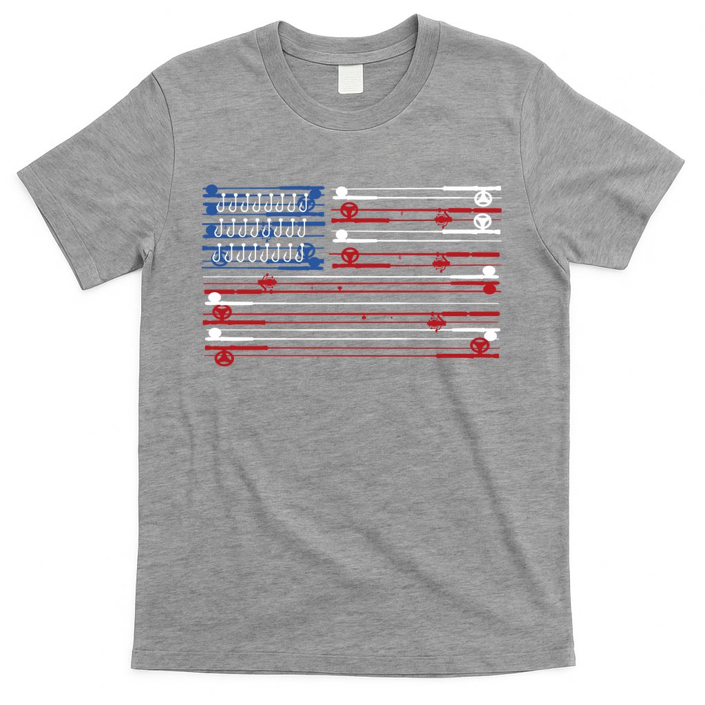 Fishing Rods American Flag T-Shirt