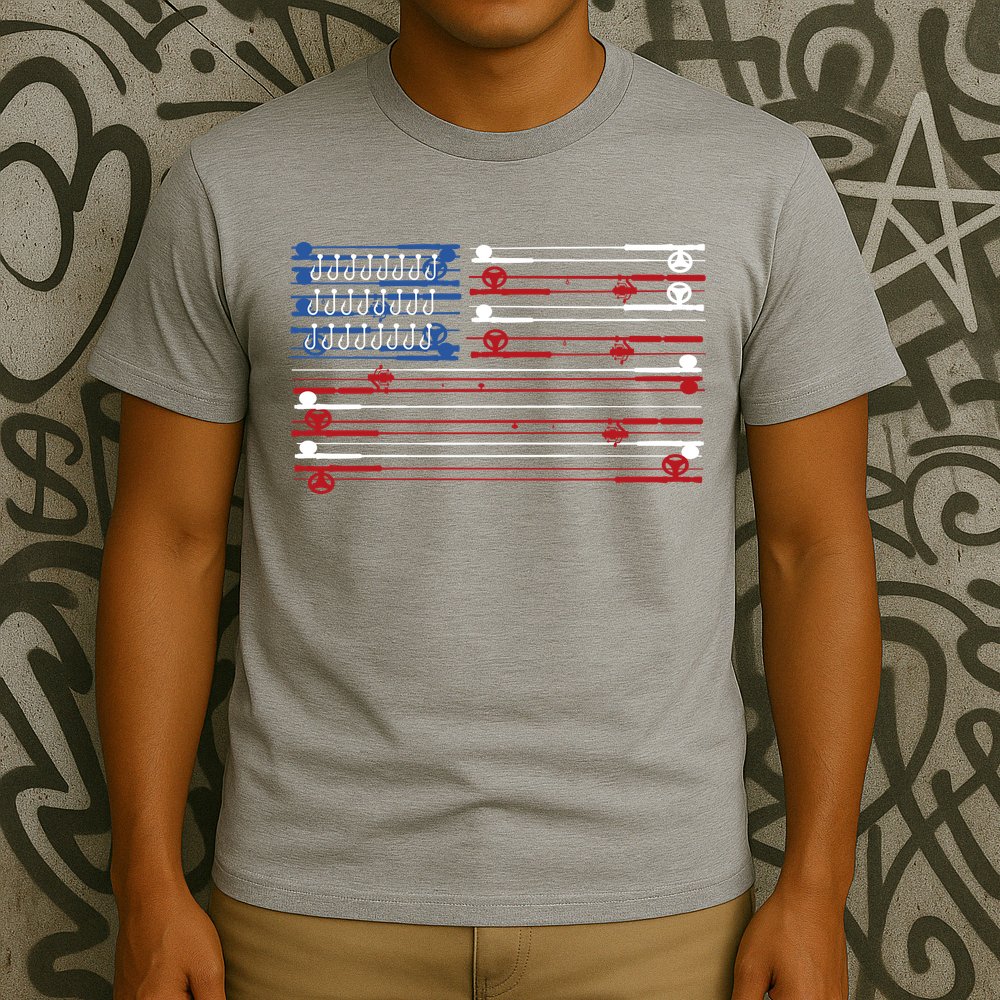 Fishing Rods American Flag T-Shirt