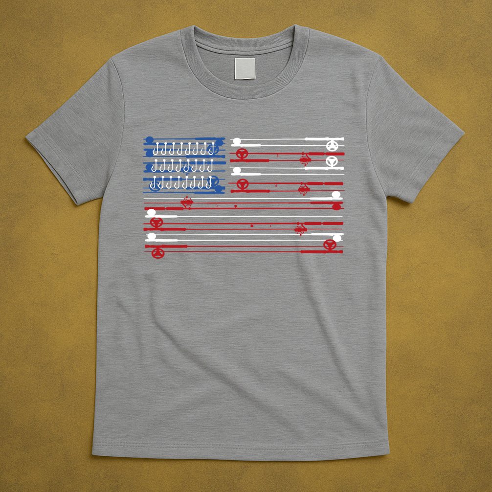 Fishing Rods American Flag T-Shirt