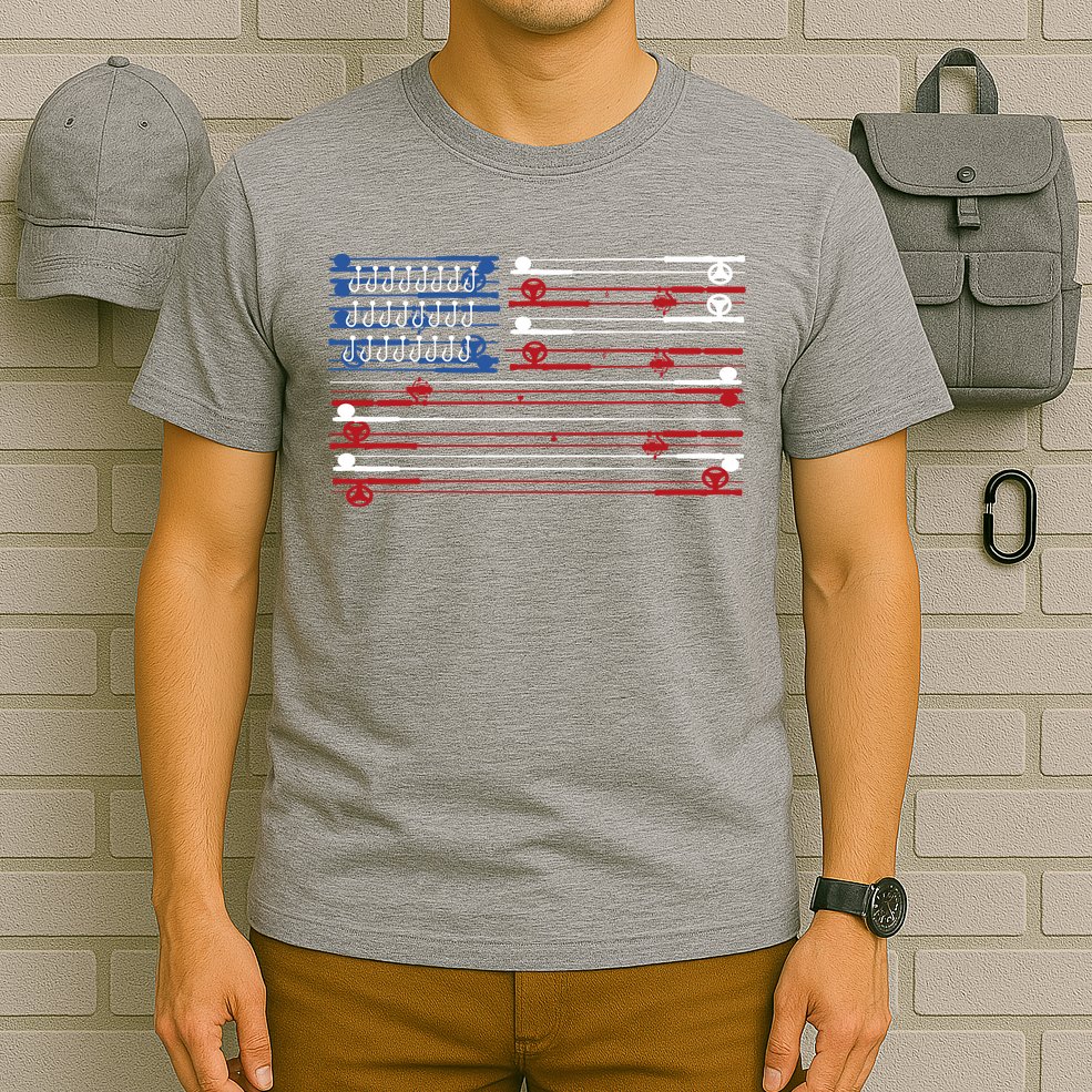 Fishing Rods American Flag T-Shirt