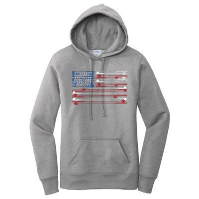 Fishing Rods American Flag Women's Pullover Hoodie