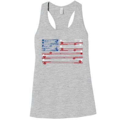 Fishing Rods American Flag Women's Racerback Tank