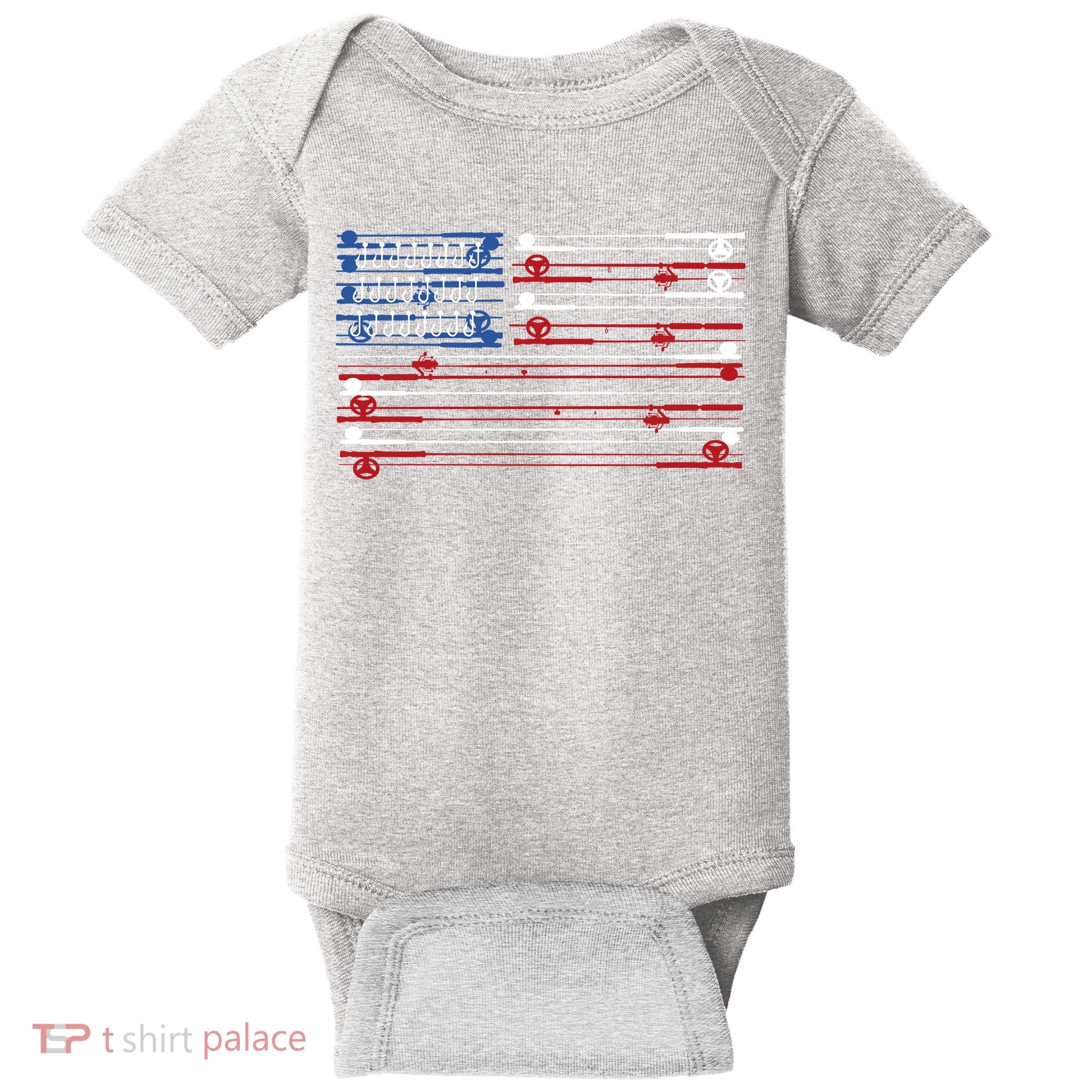 Fishing Rods American Flag Baby Bodysuit