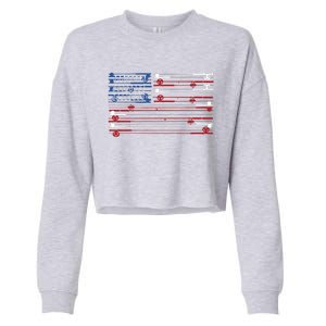 Fishing Rods American Flag Cropped Pullover Crew