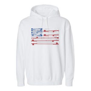 Fishing Rods American Flag Garment-Dyed Fleece Hoodie