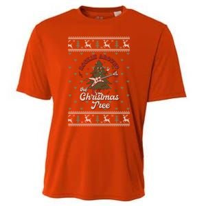 Funny Rockin Around Christmas Tree Funny Christmas Ugly Gift Cooling Performance Crew T-Shirt