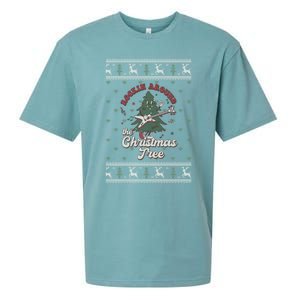 Funny Rockin Around Christmas Tree Funny Christmas Ugly Gift Sueded Cloud Jersey T-Shirt