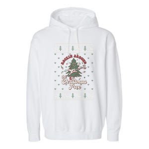 Funny Rockin Around Christmas Tree Funny Christmas Ugly Gift Garment-Dyed Fleece Hoodie