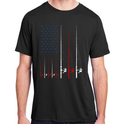 Fishing Rods American Flag Adult ChromaSoft Performance T-Shirt