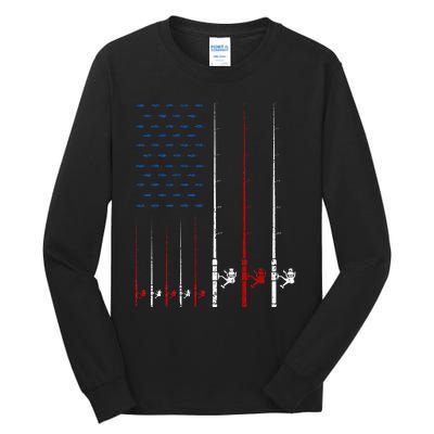 Fishing Rods American Flag Tall Long Sleeve T-Shirt