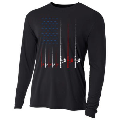 Fishing Rods American Flag Cooling Performance Long Sleeve Crew