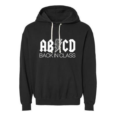 Funny Rocker ABCD Back In Class Back To School Garment-Dyed Fleece Hoodie