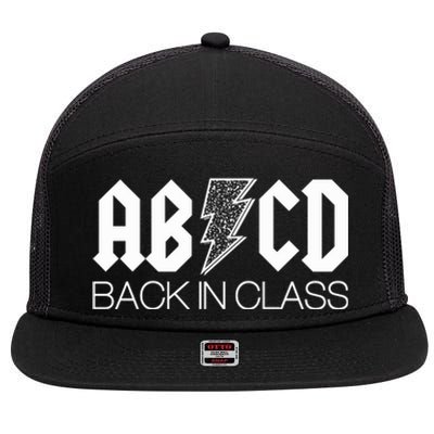 Funny Rocker ABCD Back In Class Back To School 7 Panel Mesh Trucker Snapback Hat