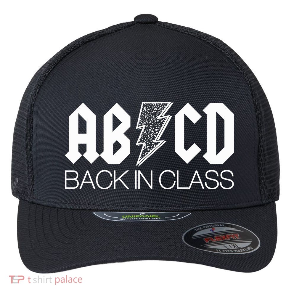Funny Rocker ABCD Back In Class Back To School Flexfit Unipanel Trucker Cap