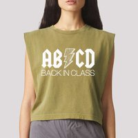 Funny Rocker ABCD Back In Class Back To School Garment-Dyed Women's Muscle Tee