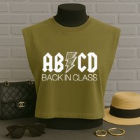 Funny Rocker ABCD Back In Class Back To School Garment-Dyed Women's Muscle Tee