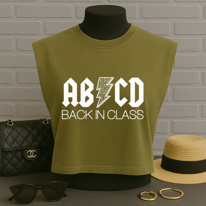 Funny Rocker ABCD Back In Class Back To School Garment-Dyed Women's Muscle Tee