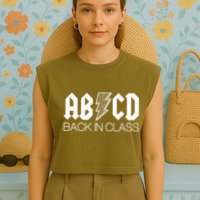 Funny Rocker ABCD Back In Class Back To School Garment-Dyed Women's Muscle Tee