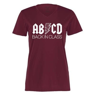 Funny Rocker ABCD Back In Class Back To School Women's Momentum V-Neck T-Shirt