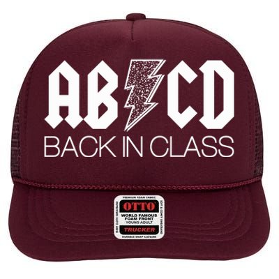 Funny Rocker ABCD Back In Class Back To School High Crown Mesh Back Trucker Hat