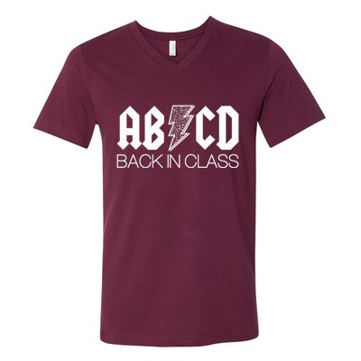 Funny Rocker ABCD Back In Class Back To School V-Neck T-Shirt