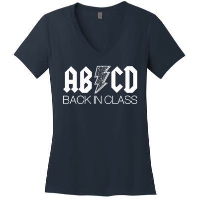 Funny Rocker ABCD Back In Class Back To School Women's V-Neck T-Shirt