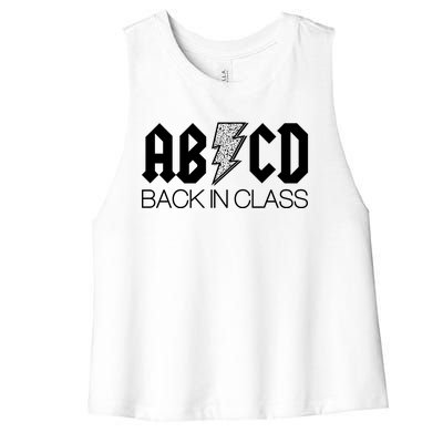 Funny Rocker ABCD Back In Class Back To School Women's Racerback Cropped Tank