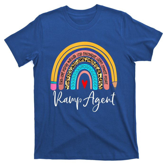 Funny Ramp Agent Rainbow Leopard Travel And Tourism Work Cool Gift T-Shirt