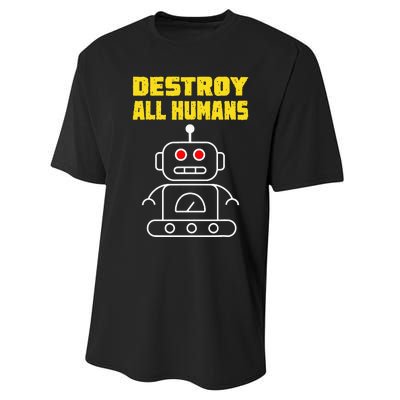 Funny Robot AI Destroy All Humans Esports Fighting Performance Sprint T-Shirt