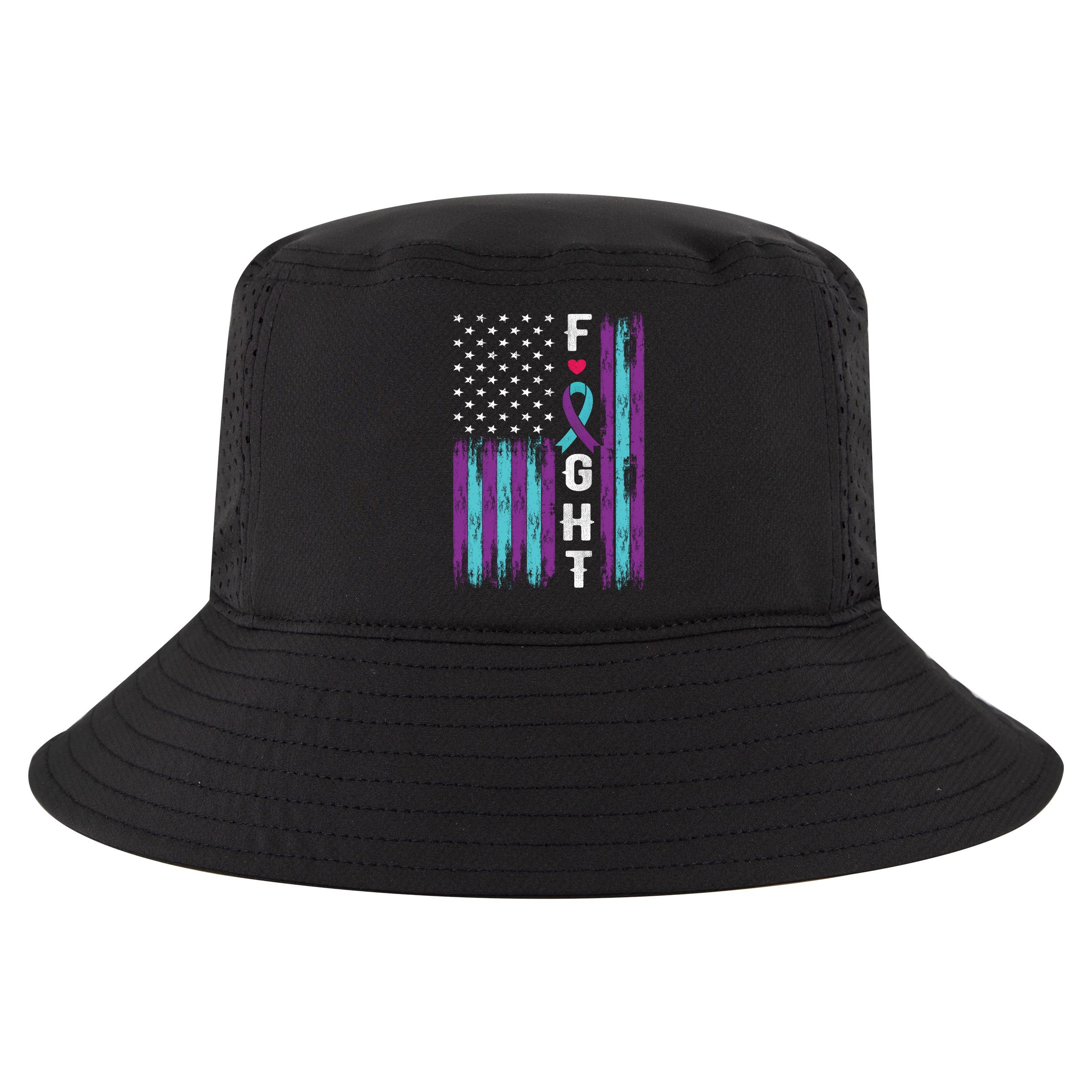 Fight Ribbon American Flag Suicide Prevention Awareness Cool Comfort Performance Bucket Hat