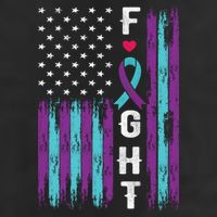 Fight Ribbon American Flag Suicide Prevention Awareness 7 Panel Mesh Trucker Snapback Hat