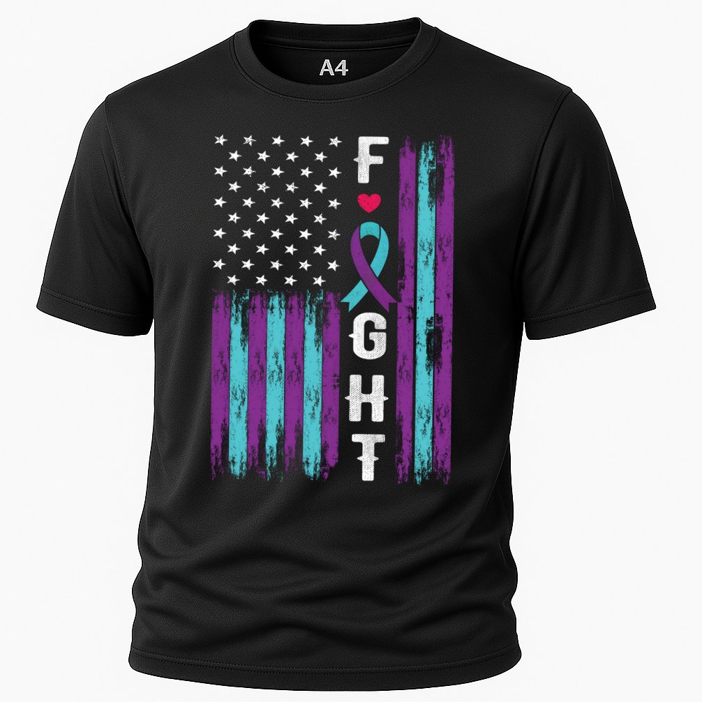 Fight Ribbon American Flag Suicide Prevention Awareness Performance Shirt
