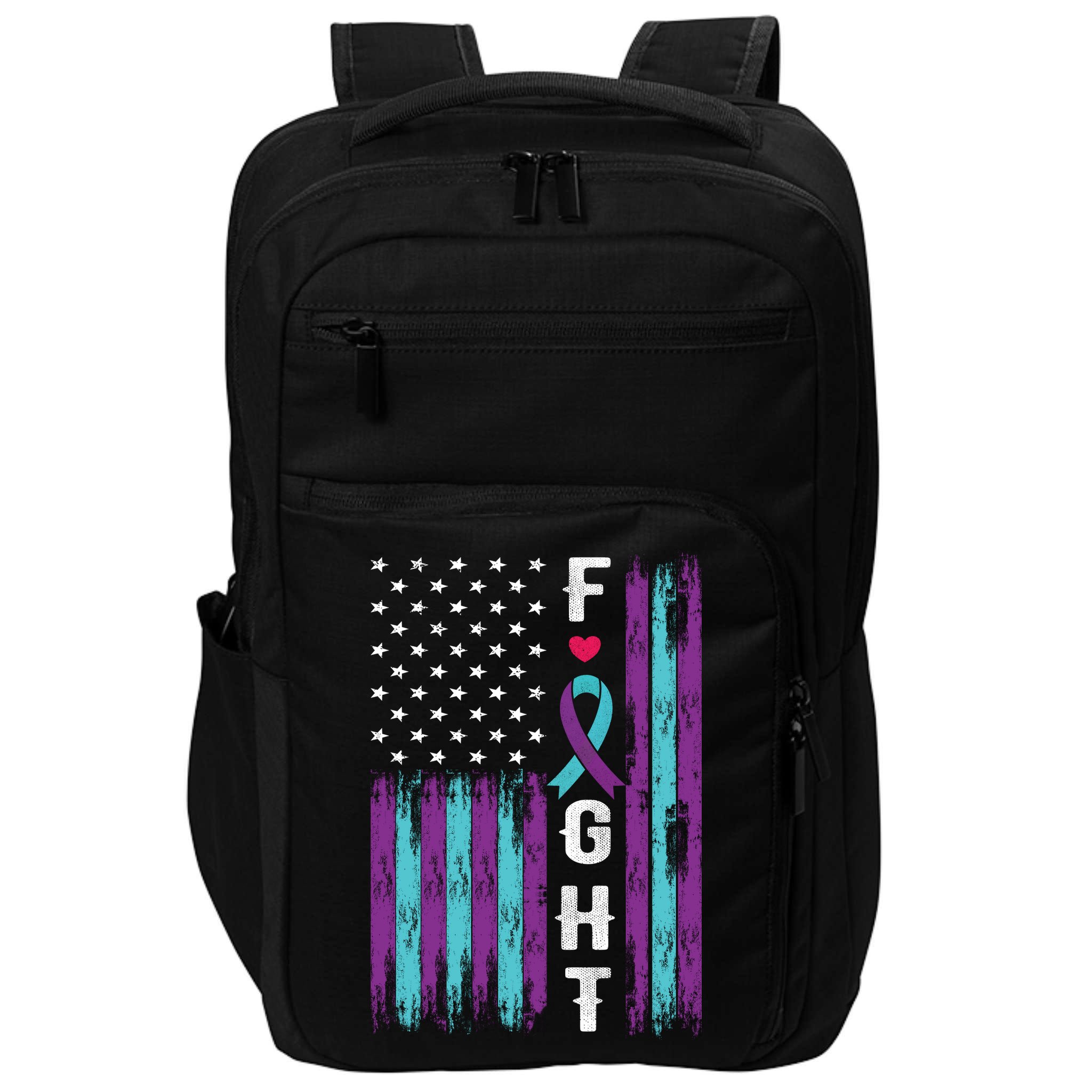 Fight Ribbon American Flag Suicide Prevention Awareness Impact Tech Backpack
