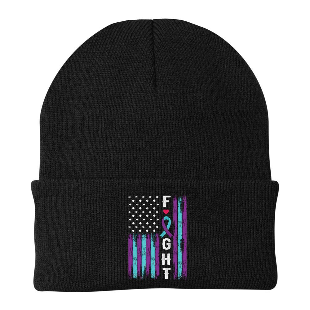 Fight Ribbon American Flag Suicide Prevention Awareness Beanie