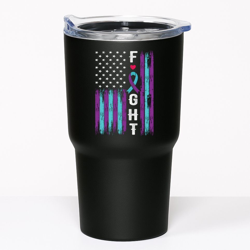 Fight Ribbon American Flag Suicide Prevention Awareness Tumbler